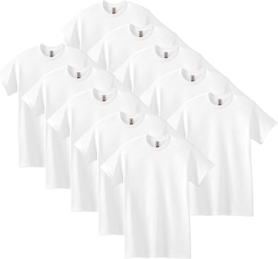 GILDAN 10 Pack Men's T-Shirt, White, Size Large US