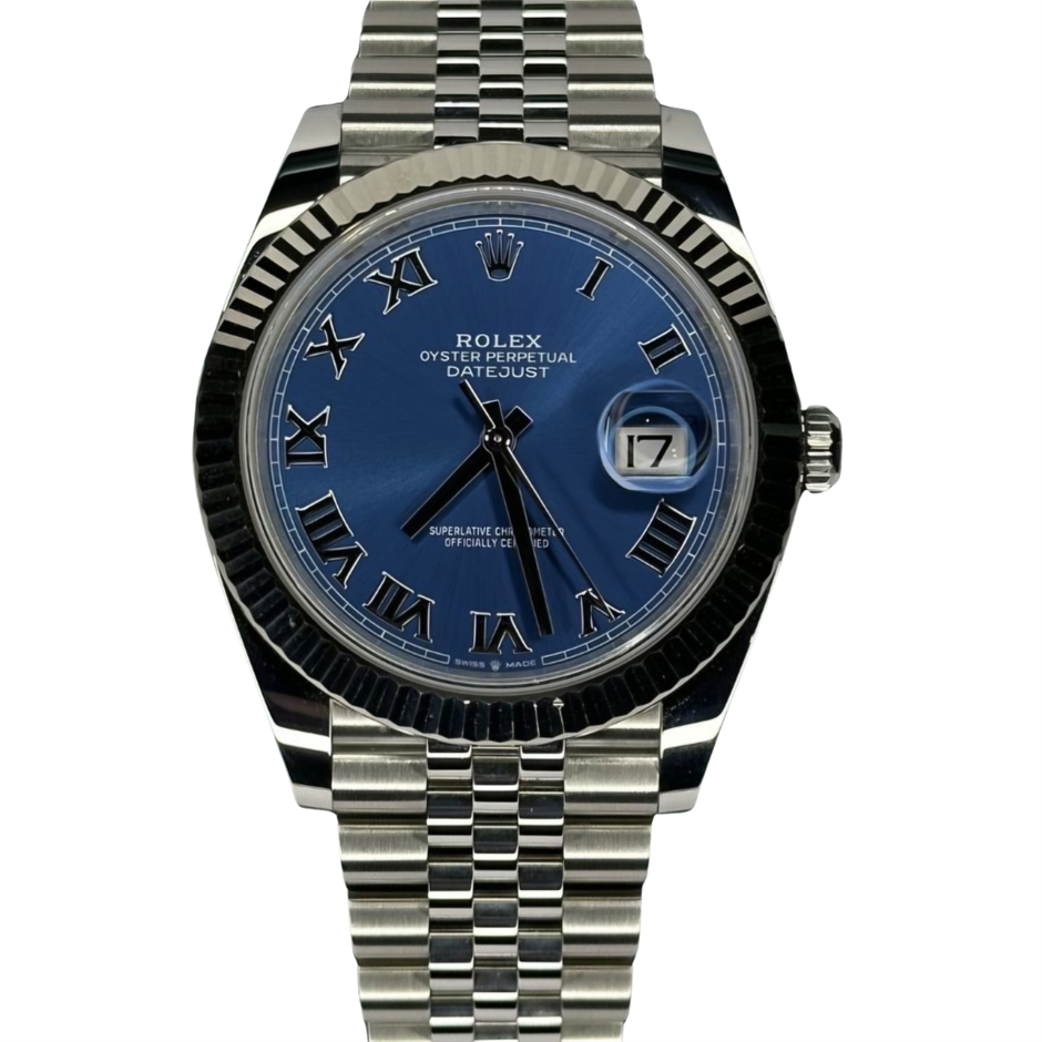 ROLEX DATEJUST 41 AUTOMATIC 41MM STAINLESS STEEL 126334 AZZURRO BLUE BXP