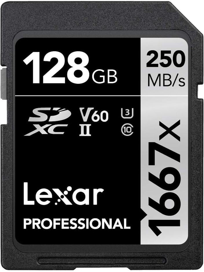 Lexar Professional 1667x SD Card 128GB, SDXC UHS-II Memory Card, Up to 250M