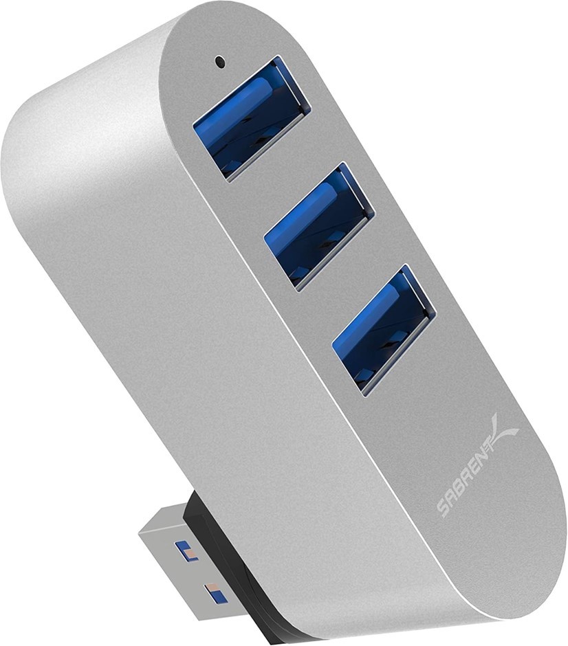 SABRENT Premium 3-Port Aluminum Mini USB 3.0 Hub [90°/180° Degree Rotatable