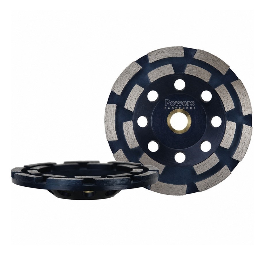 POWERS RIDGEBACK 105mm Diamond Double Row Concrete Grinding Cup, Blue, PGCD