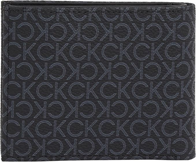 CALVIN KLEIN Men's Classic Monogram Wallet, Black, One Size | Mens Wallet -