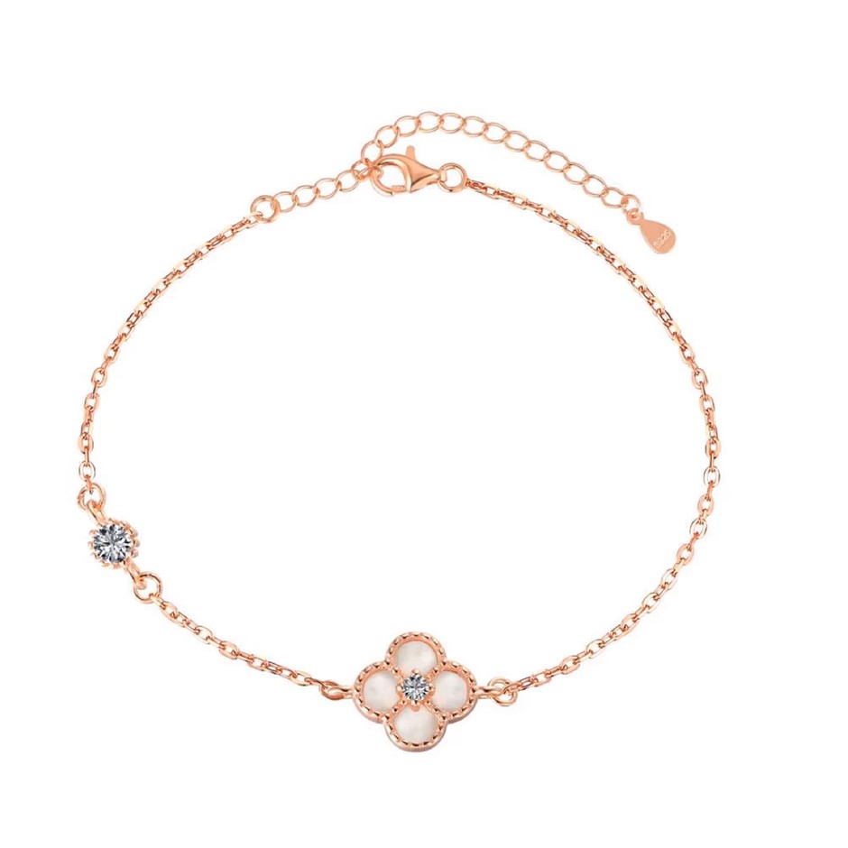 Four Leaf Clover 5A Cubic Zirconia 925 Silver Tennis Bracelet
