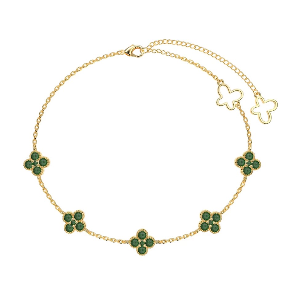 Dainty Four Leaf Clover 5A Cubic Zirconia 925 Silver Tennis Bracelet