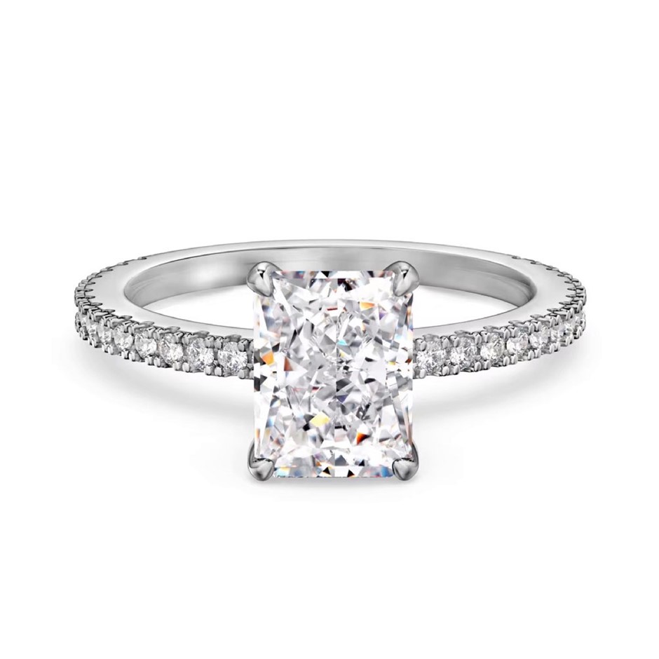 2ct Rectangle 8A Cubic Zirconia 925 Sterling Silver Ring - Size 8