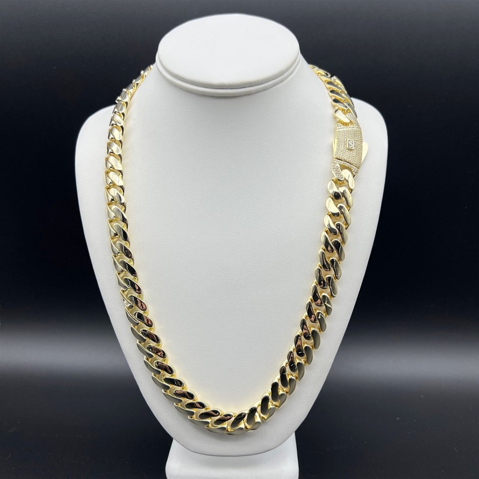 14K Gold-Filled  Necklace, AAA Cubic Zirconias,15MM Wide - 60.9cm