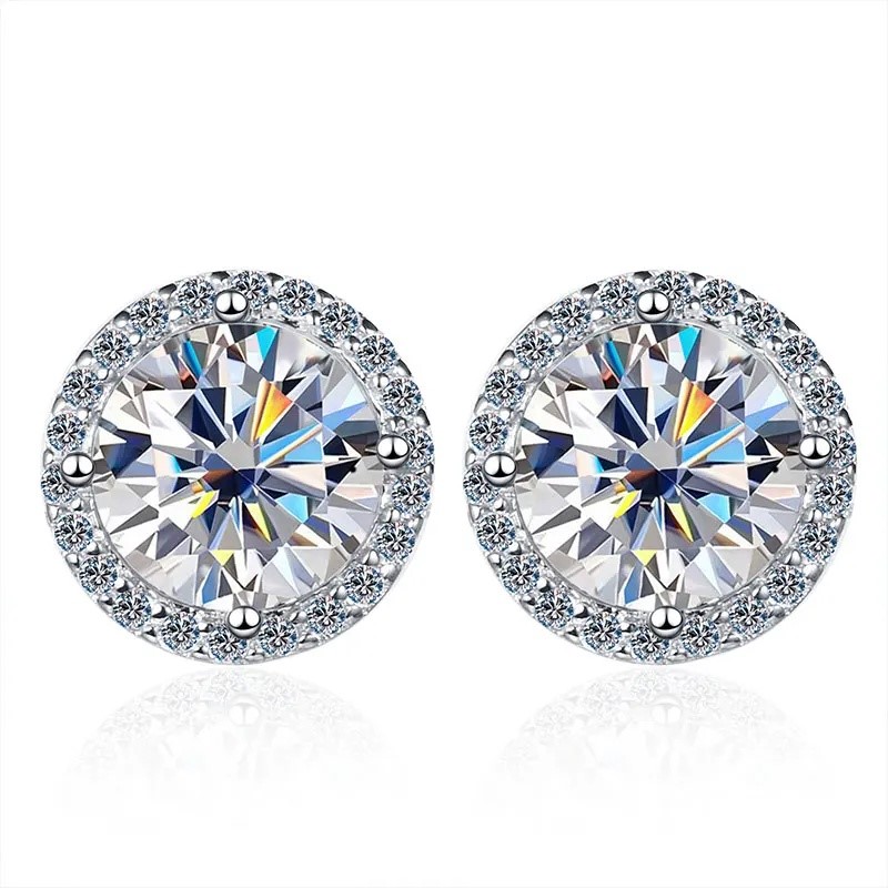 2 x 2ct 18k White Gold Plated GRA Certified Stud Earrings