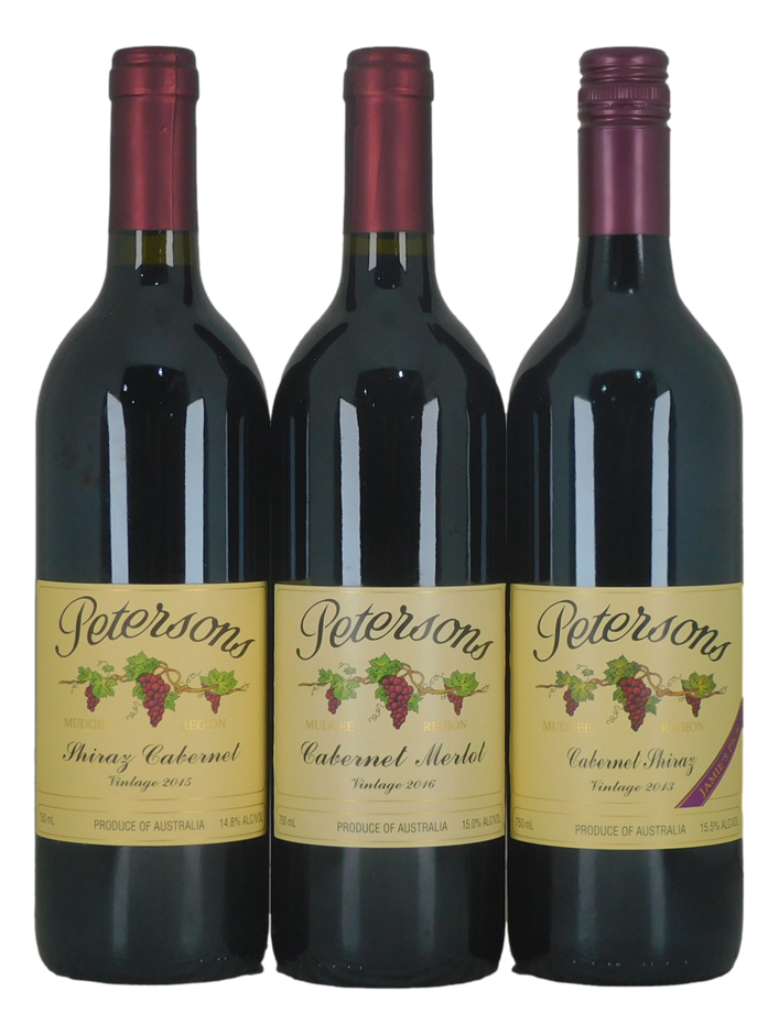 Petersons Family Vineyard Mixed Red Pack (3x 750mL), Mudgee.