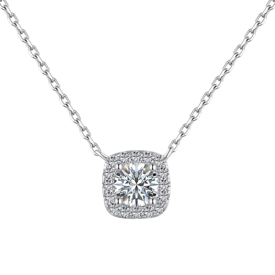 0.50ct Cushion Lab Created Moissanite 925 Silver Pendant Necklace