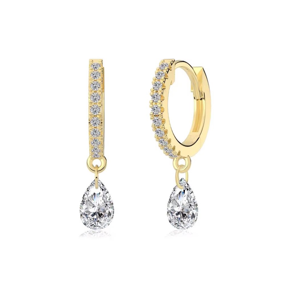 Teardrop 14K Gold Filled 925 Silver 5A Cubic Zirconia Hoop Earrings
