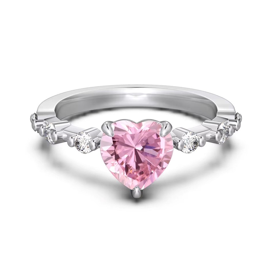 1.25ct Heart 5A Cubic Zirconia 925 Sterling Silver Ring - Size 6