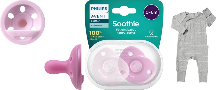 Newborn Bundle: 1 x Bonds Cozysuit 0-3Months, 1 x Philips Avent Soothie 0-6