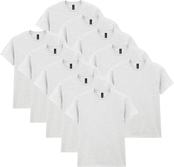 Gildan Men's T-Shirt (Pack of 10), Ash Grey, Large