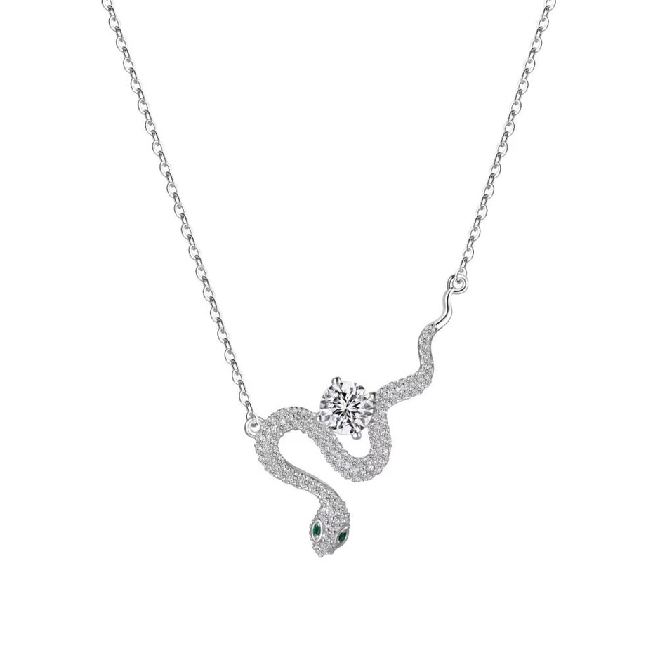 0.50ct Snake Lab Created Moissanite 925 Silver Pendant Necklace