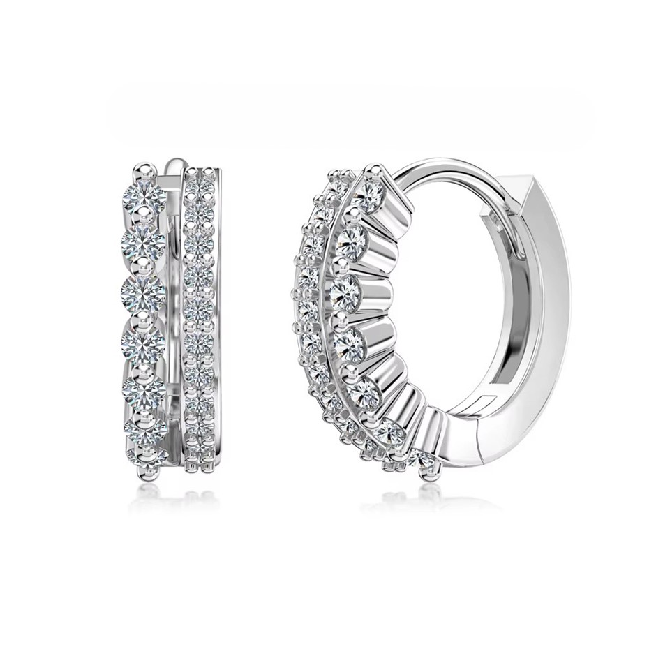 0.414ct Lab Created Moissanite 925 Sterling Silver Hoop Earrings
