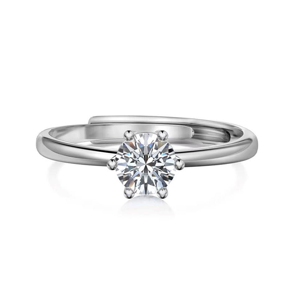 0.5ct Oval Lab Created Moissanite 925 Sterling Silver Ring - Size 6