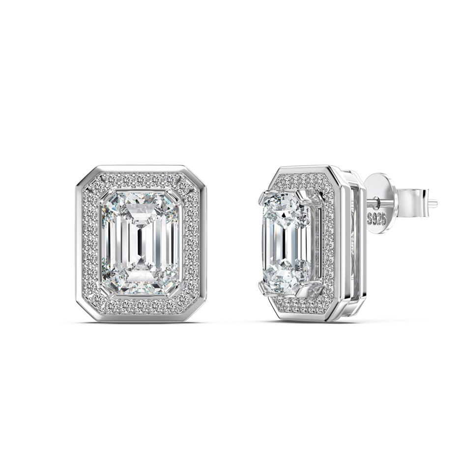 2.0ct Rectangle Lab Created Moissanite 925 Sterling Silver Earrings