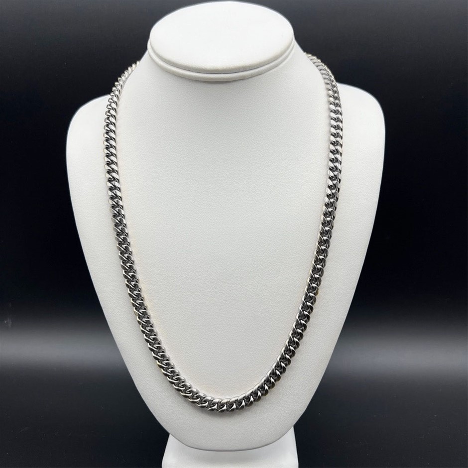 Silver-Filled Cuban Link Chain Necklace, 8MM Wide - 60.9cm