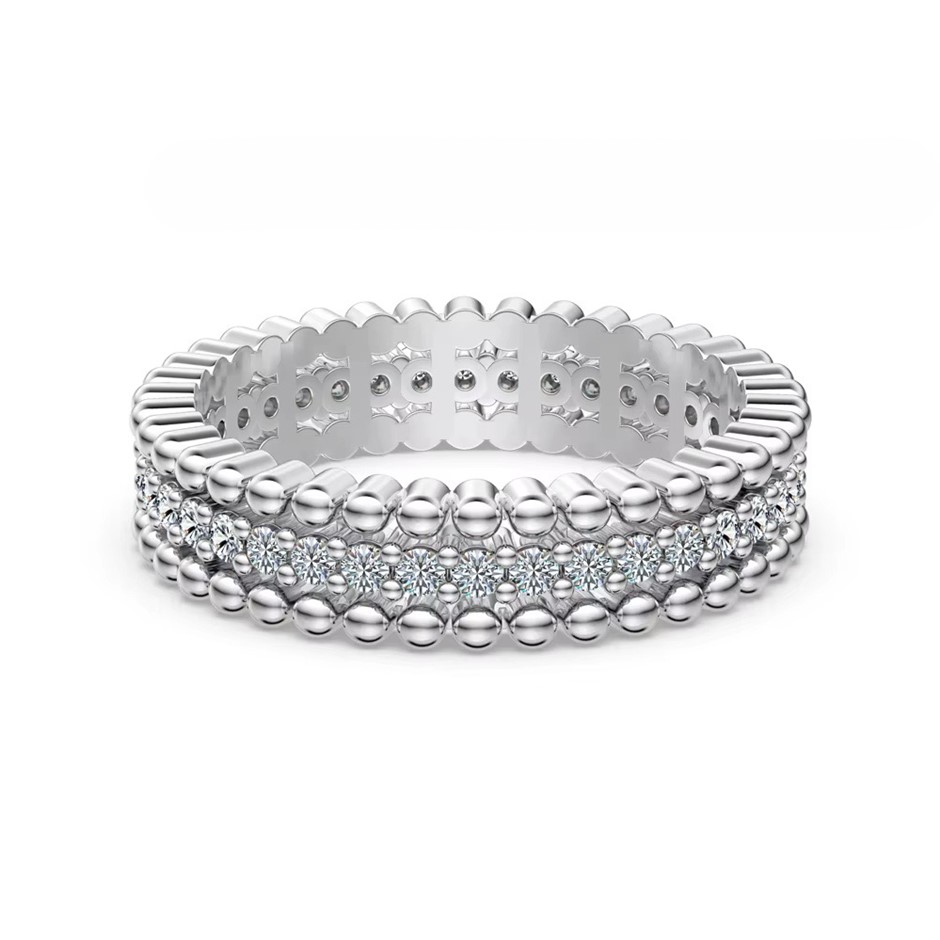 0.525ct Lab Created Moissanite 925 Sterling Silver Band Ring - Size 8