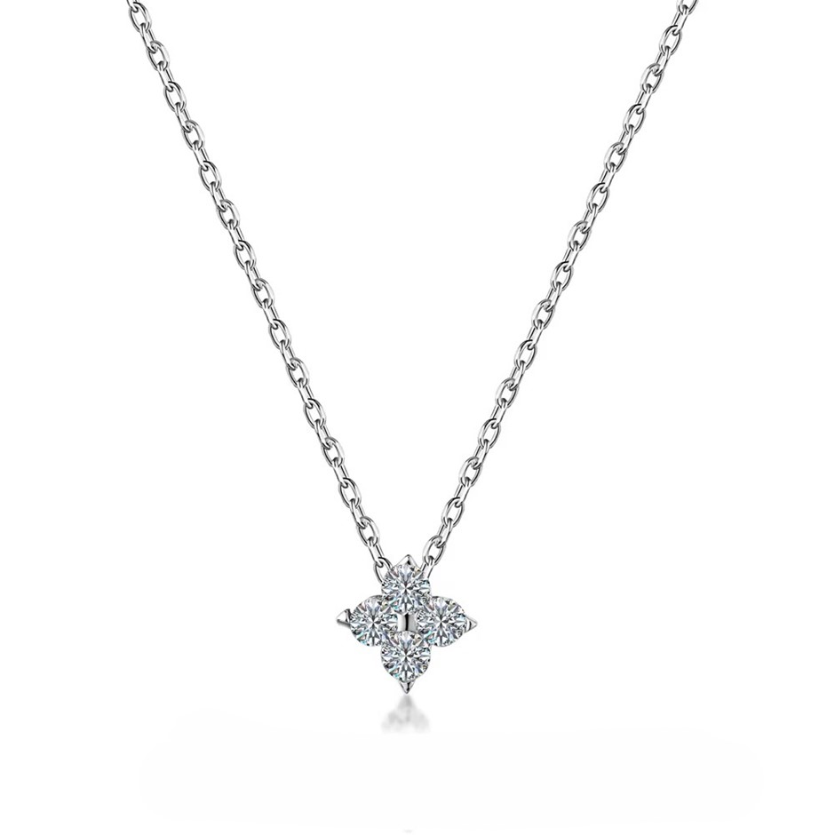 0.18ct Round Lab Created Moissanite 925 Silver Pendant Necklace