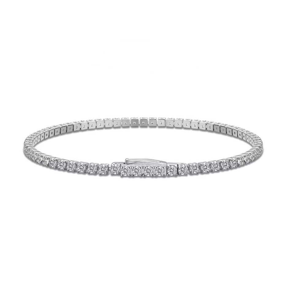 2.5mm Lab Created Moissanite 925 Silver Tennis Bracelet-18cm