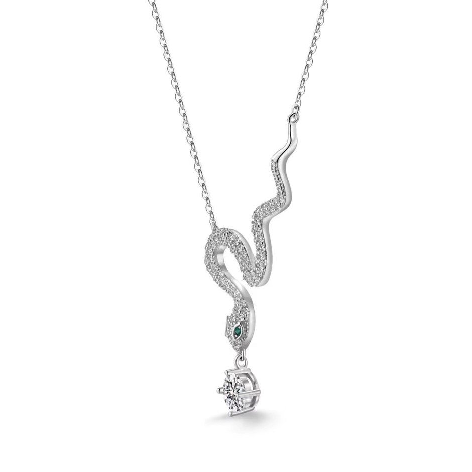 0.50ct Snake Lab Created Moissanite 925 Silver Pendant Necklace
