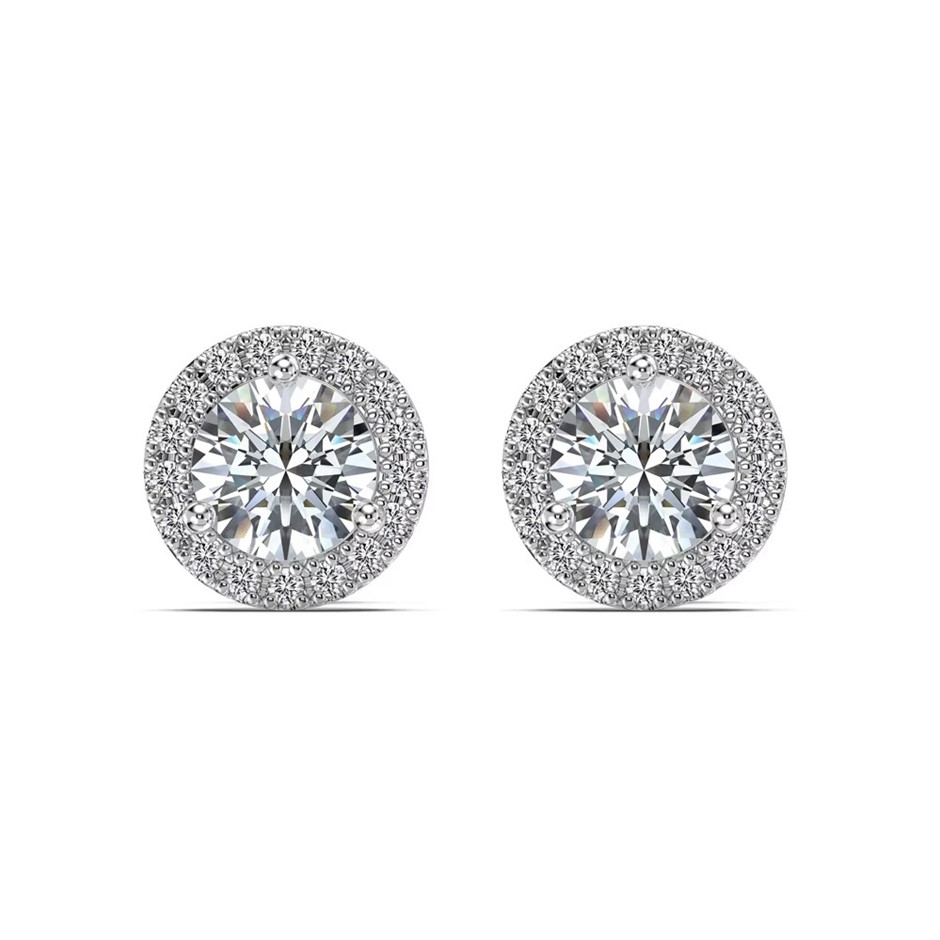 0.5ct Round Lab Created Moissanite 14KGP 925 Silver Earrings