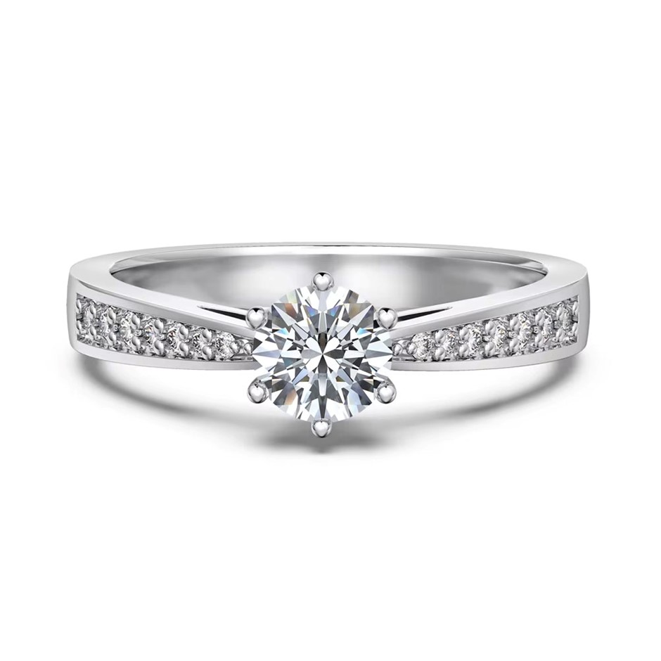 0.5ct Round Lab Created Moissanite 925 Sterling Silver Ring - Size 7