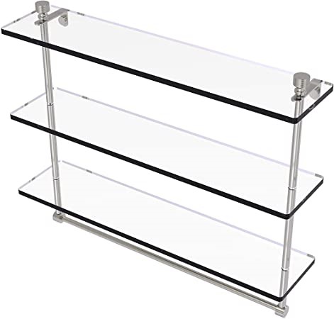 ALLIED BRASS FT-5/22TB-SN Triple Glass Shelf w/TB Satin Nickel-FT-5/22TB Pa
