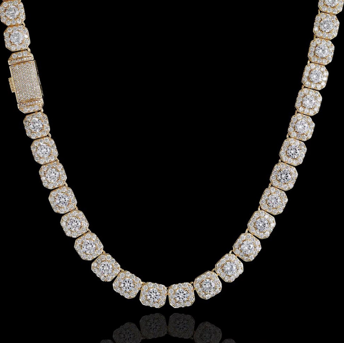 18K Gold-Filled Clustered Necklace AAA+ Cubic Zirconia, 12MM Wide-55.8cm
