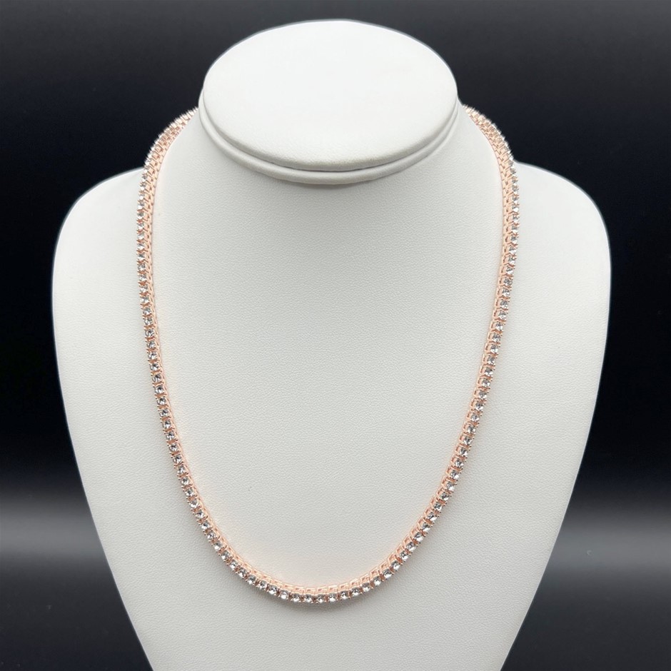 18K Rose Gold-Filled 3mm Necklace with AAA+ Cubic Zirconia - 50.8cm