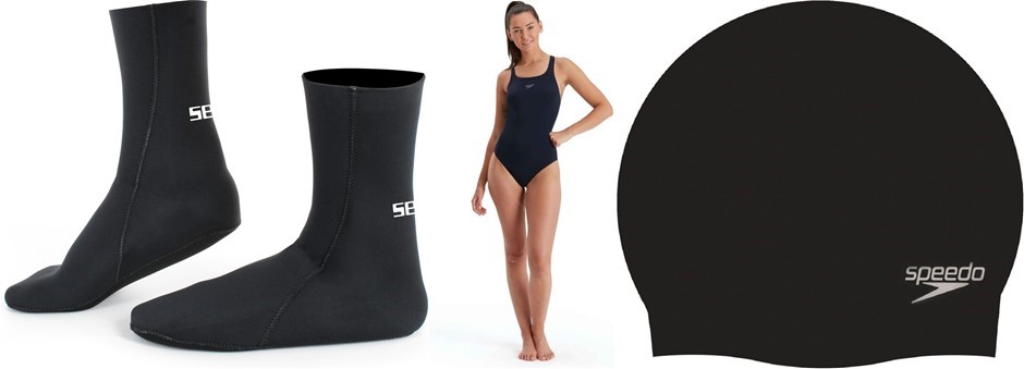Wetsuit Bundle: 1 X SEAC Standard 2.55mm Thick Neoprene Boots, 1 x SPEEDO W