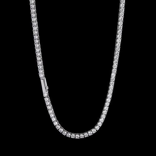 Silver-Filled 3mm Tennis Necklace with AAA+ Cubic Zirconia - 60.9cm