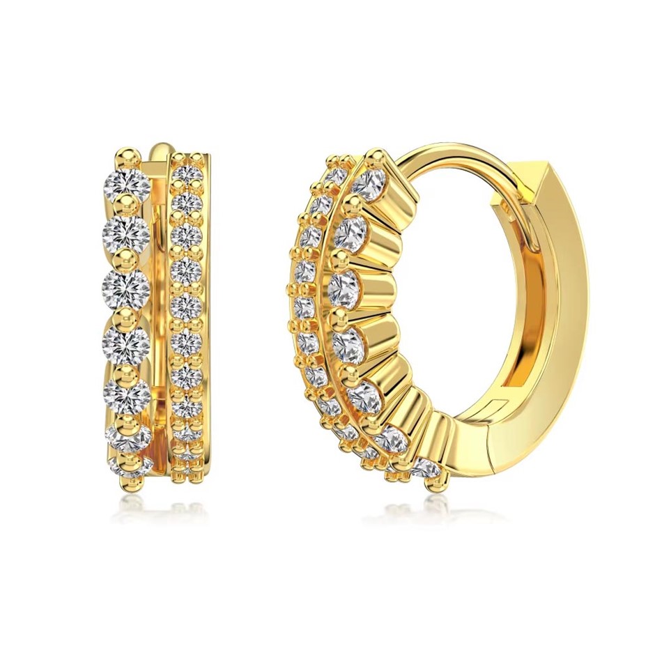 18K Gold Filled 925 Silver 5A Cubic Zirconia Hoop Earrings
