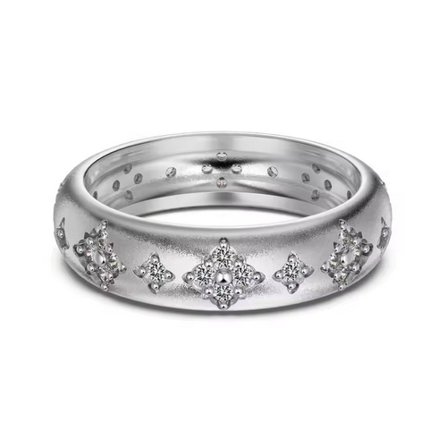 5A Cubic Zirconias 925 Sterling Silver Band Ring - Size 8