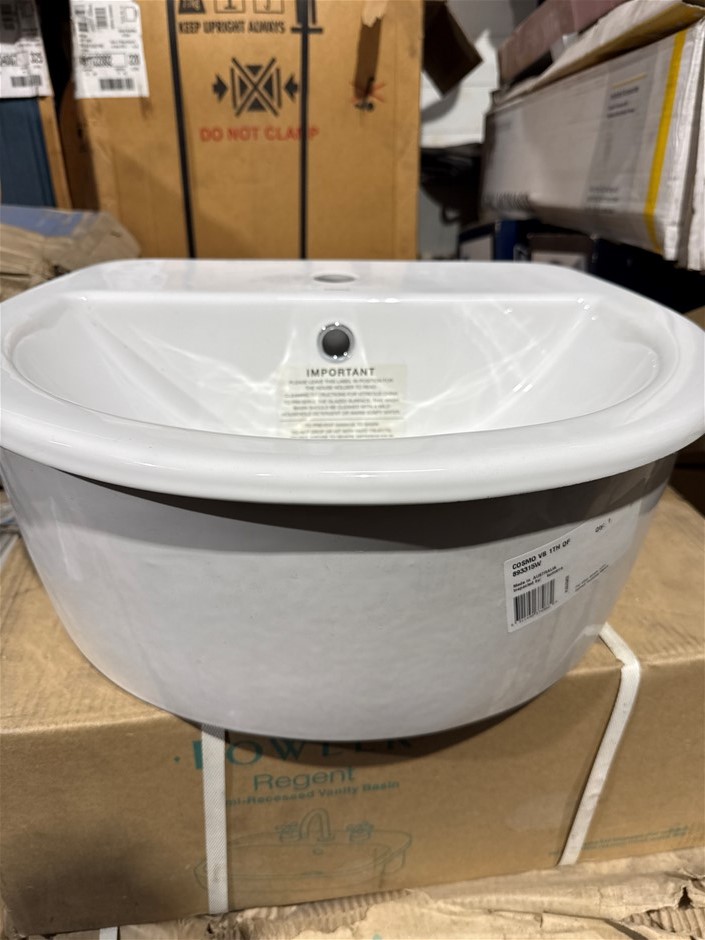 Cosmo Vanity Basin 1TH White Recessed