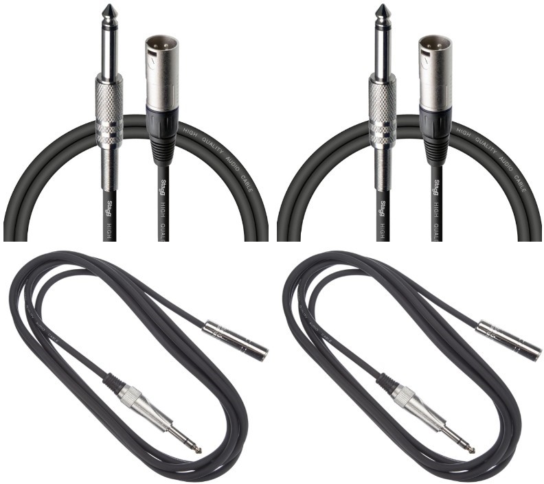 BUNDLE of Stagg SAC3PSJS DL 10-Inches Speaker Cable 2pcs + Stagg SAC1PXM DL