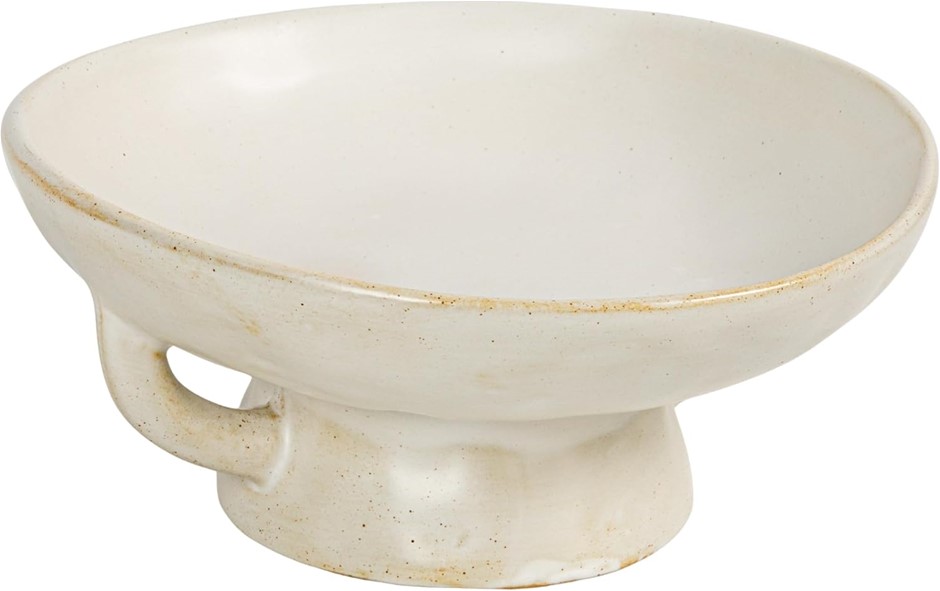 Creative Co-Op Stoneware Bowl w Reactive Glaze, White NB: minor use, damage