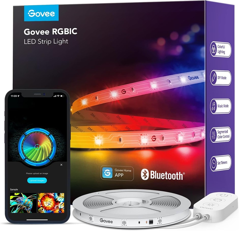 Govee RGBIC LED Strip Lights, 5m Smart LED Lights for Bedroom, Bluetooth LE