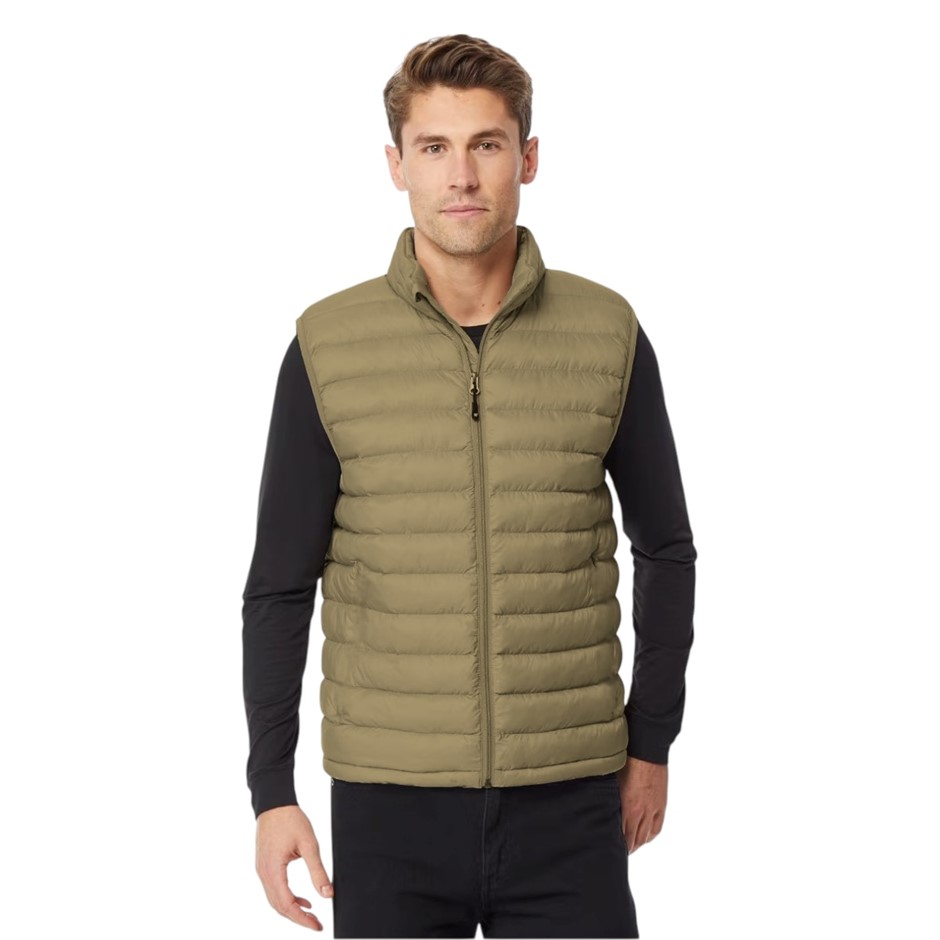 32DEGREES Men's Puffer Vest, Size S, Khaki.