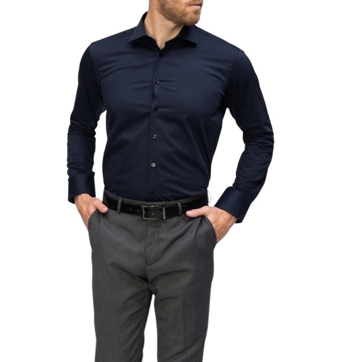 CALVIN KLEIN Slim L/S Oxford Shirt, Size 2XL, 100% Cotton, Dark Navy (BDKS)