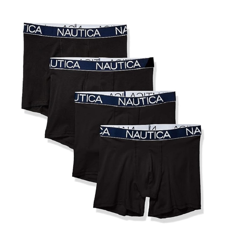 4pk NAUTICA Men's Stretch Trunks, Size L (36-38), 95% Cotton, Black. Buyer