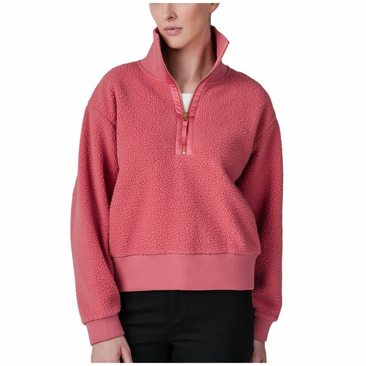 TUFF Women's Sherpa Half Zip Pullover, Size M, Pink. Buyers Note - Discoun