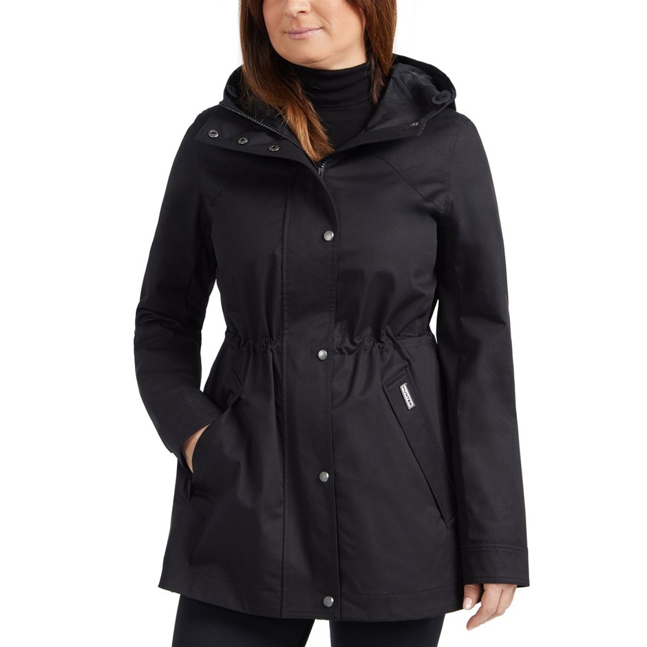 HUNTER Women's Water Resistant Cotton Smock Jacket, Size L, Black. RRP: $72