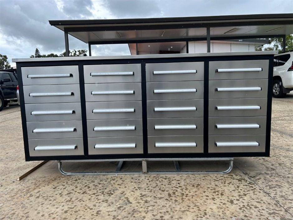 20 Drawer Stainless Steel Work Bench(Unused