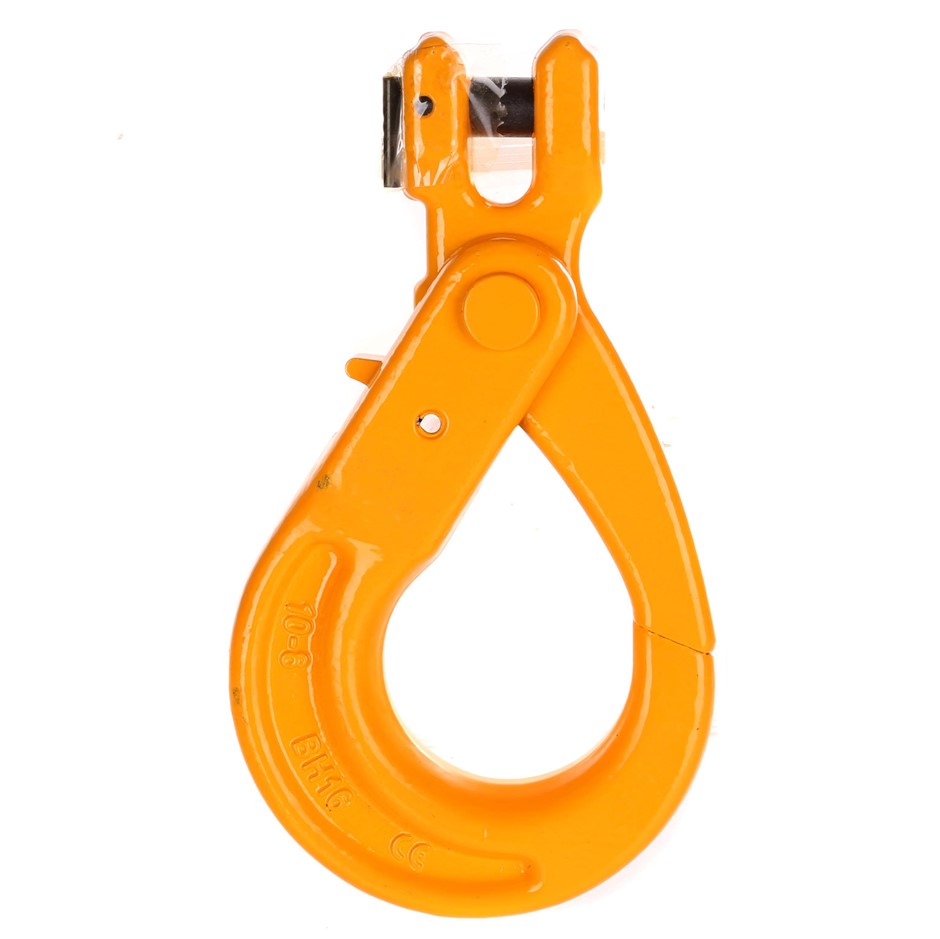Clevis Self Locking Safety Hook, Suits 10mm Chain WLL 3200kg, Grade 80.