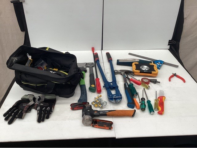 <p>Ryobi Tool Bag Containing Large Assortment Of Hand Tools </p>