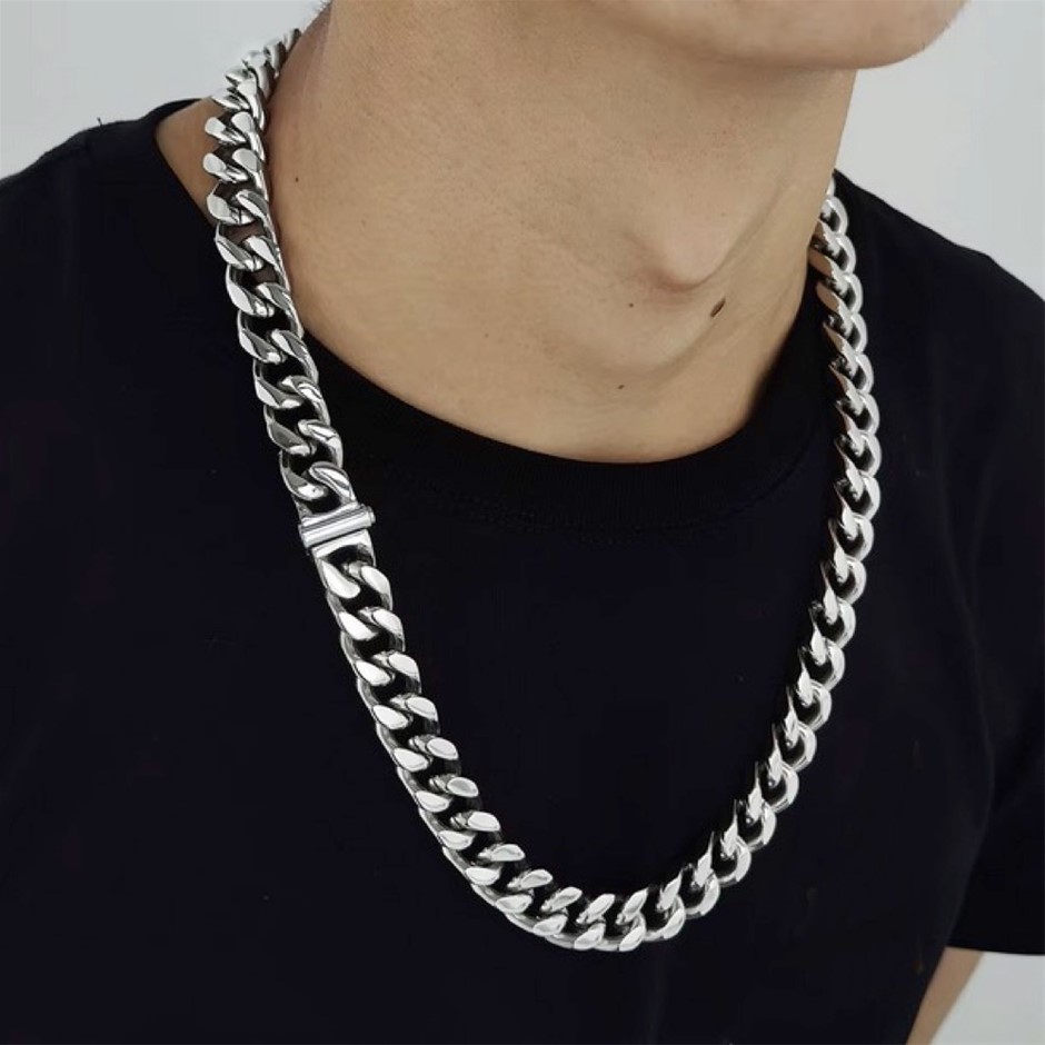 Silver-Filled Cuban Link Chain Necklace, 10MM Wide - 55.8cm