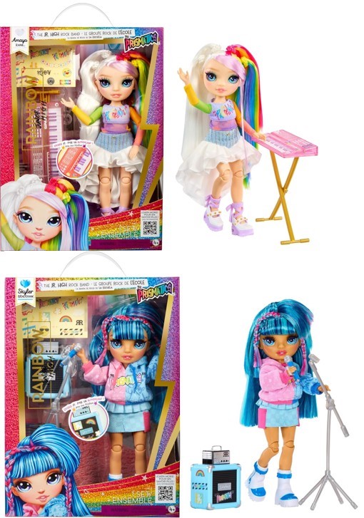 2 X RAINBOW HIGH JR DOLLS: 1 X Rainbow High Jr High Rock Band - Skyler, Blu