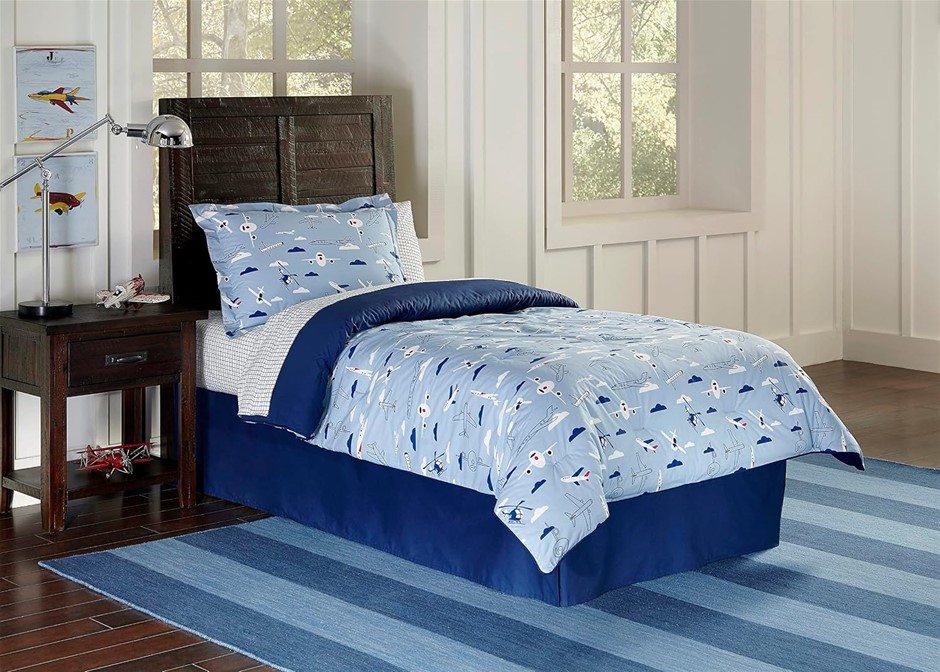 LULLABY BEDDING 200-TTAIR Airplanes Cotton Printed Duvet Set, Twin